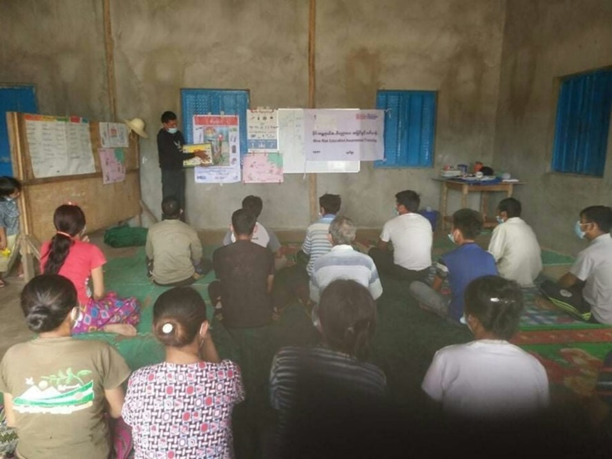 U Sai delivering Risk Education session for adults in Mong Wee village in April 2022.