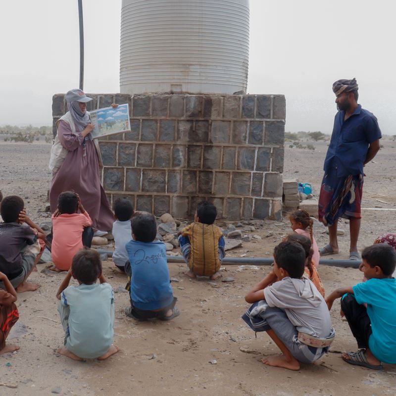 Khaled attend EORE session that was contacted to the children in the area. Helmi Marei